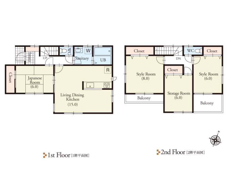 Floor plan. (3 Building), Price 40,800,000 yen, 3LDK+S, Land area 91.46 sq m , Building area 98.54 sq m