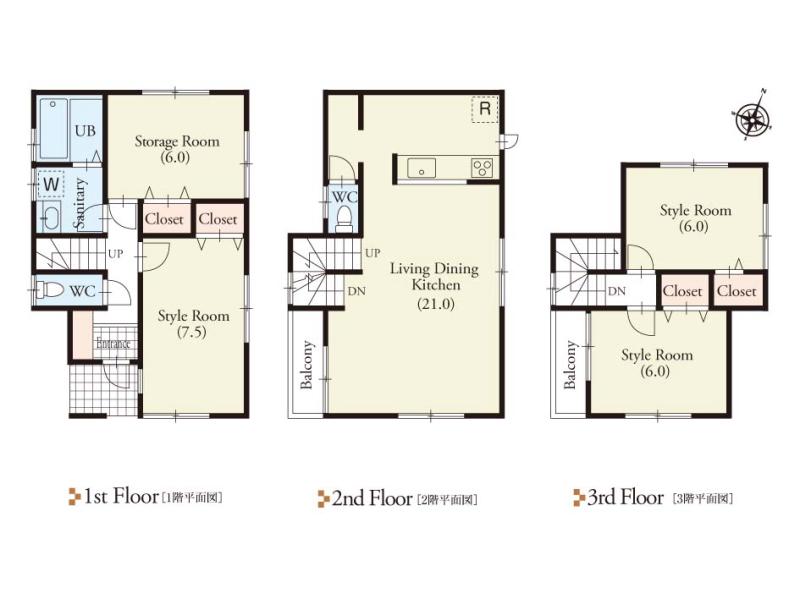 Floor plan. (4 Building), Price 34,800,000 yen, 3LDK+S, Land area 110.69 sq m , Building area 105.15 sq m