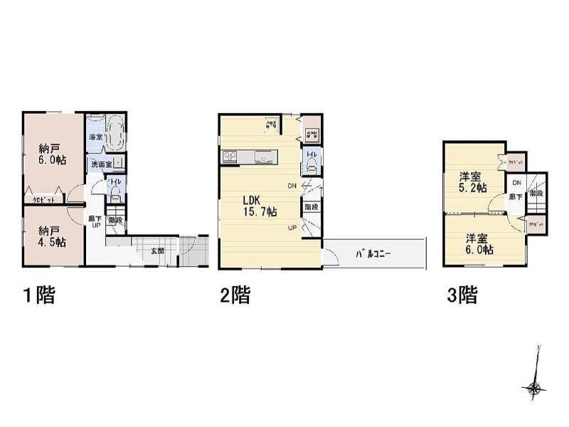 Floor plan. (B Building), Price 36,800,000 yen, 2LDK+2S, Land area 63.61 sq m , Building area 87.06 sq m