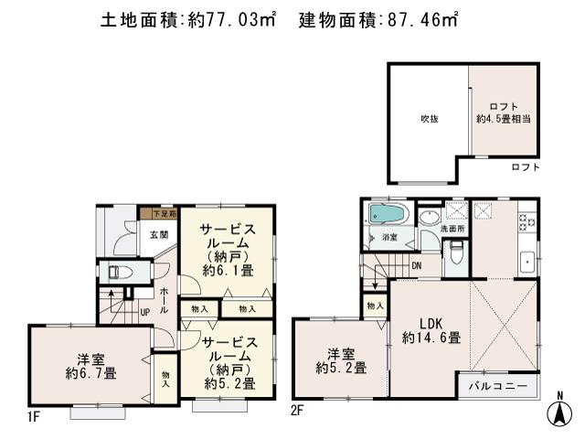 Floor plan. (G Building), Price 29,800,000 yen, 4LDK, Land area 77.03 sq m , Building area 87.46 sq m