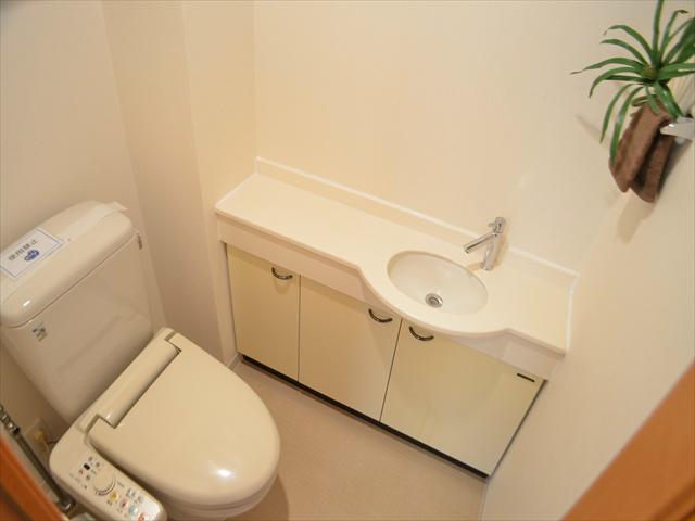 Toilet. With hand washing cabinet toilet