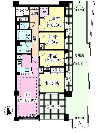 Floor plan. 4LDK, Price 32,900,000 yen, Occupied area 87.02 sq m