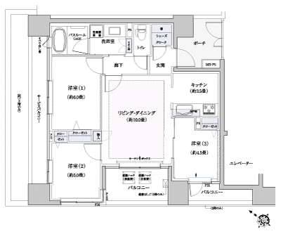 Floor: 3LDK + SC, occupied area: 64.01 sq m