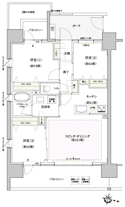 Floor: 3LDK, occupied area: 70.12 sq m