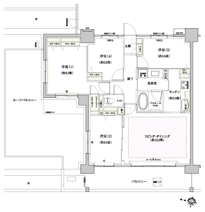 Floor: 4LDK + WIC, the occupied area: 85.82 sq m