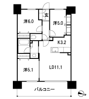 Floor: 3LDK, occupied area: 65.45 sq m