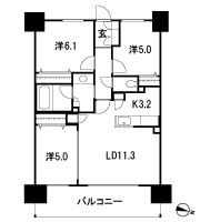 Floor: 3LDK, occupied area: 66.38 sq m