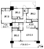 Floor: 4LDK, occupied area: 85.82 sq m