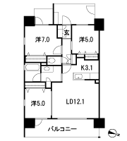 Floor: 3LDK, occupied area: 70.12 sq m