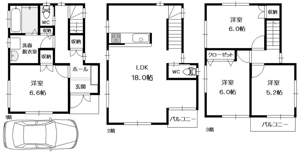 Floor plan. 32,800,000 yen, 4LDK, Land area 61.96 sq m , Building area 99.63 sq m