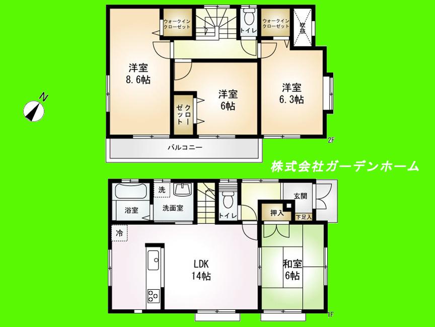 Floor plan. 35,800,000 yen, 4LDK, Land area 99.26 sq m , Building area 96.05 sq m   ■ All the living room facing south. Walk-in closet 2 places. 4LDK plan of the room ■