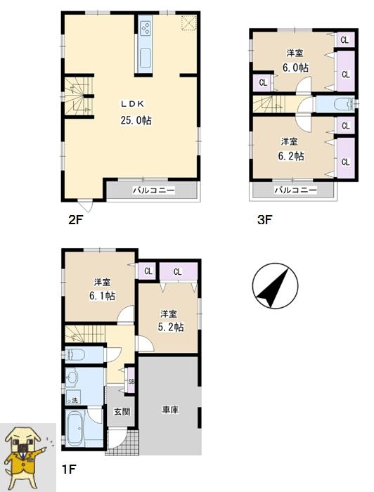 Building plan example (floor plan). It will be three-story plan. 