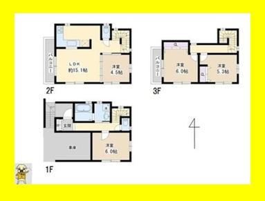 Floor plan. 43,800,000 yen, 4LDK, Land area 60.21 sq m , Building area 88.47 sq m building area; 88.47 sq m
