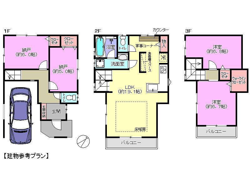 Building plan example (floor plan). Building plan example building price 15 million yen, Building area 99.92 sq m