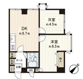 Floor plan. 2DK, Price 18.5 million yen, Occupied area 40.89 sq m