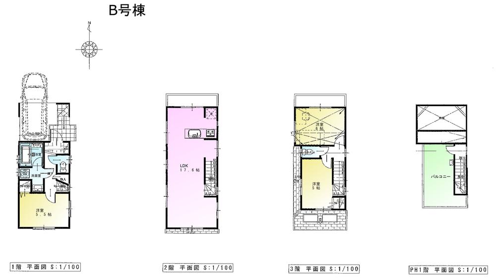 Floor plan. 43,800,000 yen, 3LDK, Land area 53.35 sq m , Building area 85.45 sq m LKD17.6 Pledge Roof balcony