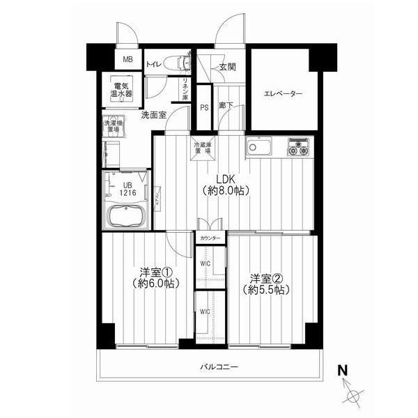 Floor plan. 2LDK, Price 21.9 million yen, Occupied area 48.67 sq m , Good Floor balcony area 6.44 sq m usability