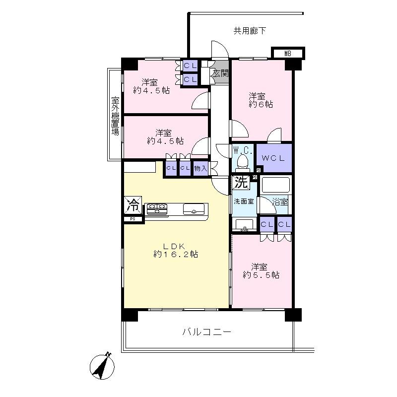 Floor plan. 4LDK, Price 32,900,000 yen, Footprint 78.1 sq m , Balcony area 12.78 sq m