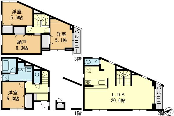 Floor plan. 43,800,000 yen, 3LDK+S, Land area 66.8 sq m , Building area 118.64 sq m