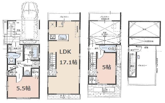 Floor plan. (A section), Price 41,800,000 yen, 3LDK, Land area 52.79 sq m , Building area 84.64 sq m