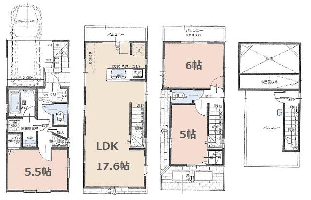 Floor plan. (B Building), Price 41,800,000 yen, 3DK, Land area 53.35 sq m , Building area 84.64 sq m