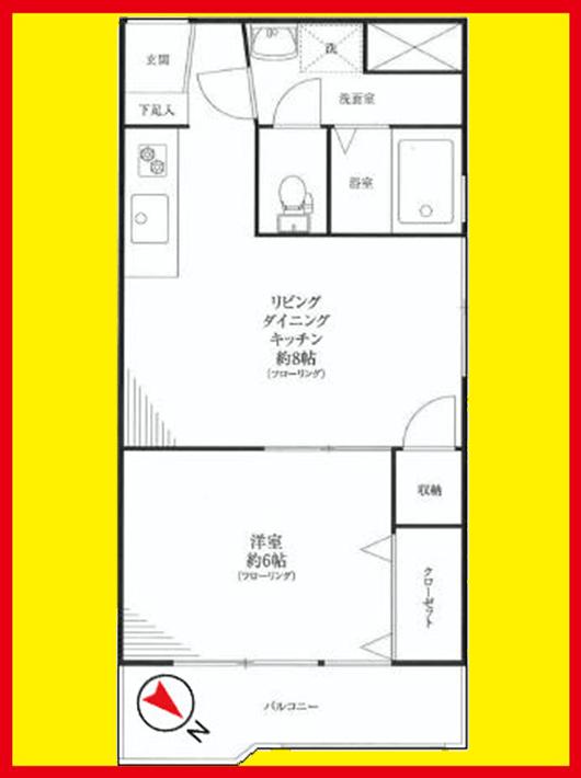 Floor plan. 1LDK, Price 14.8 million yen, Occupied area 36.45 sq m , Balcony area 6.8 sq m