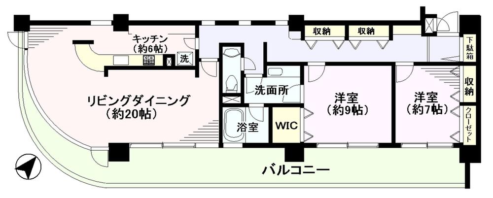 Floor plan. 2LDK, Price 57,800,000 yen, Footprint 114.14 sq m , Balcony area 32.9 sq m