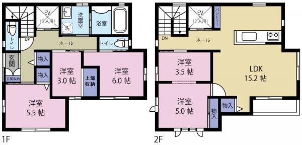 Floor plan. 48,500,000 yen, 4LDK+S, Land area 90.11 sq m , Building area 99.36 sq m