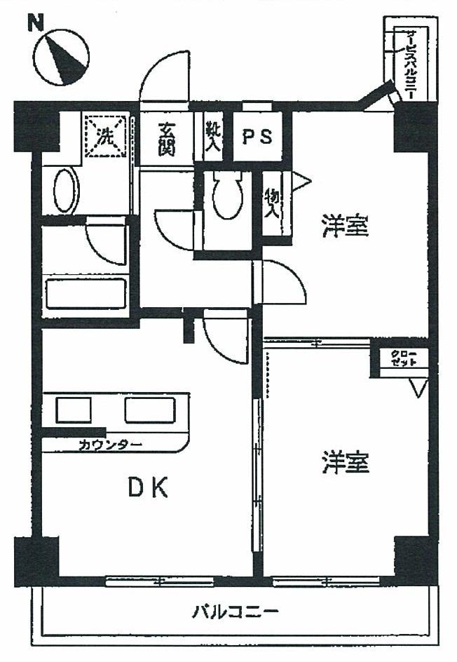 Floor plan. 2DK, Price 28,900,000 yen, Occupied area 51.35 sq m , Balcony area 7.8 sq m floor plan