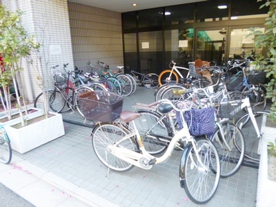 Parking lot. There bicycle parking on site