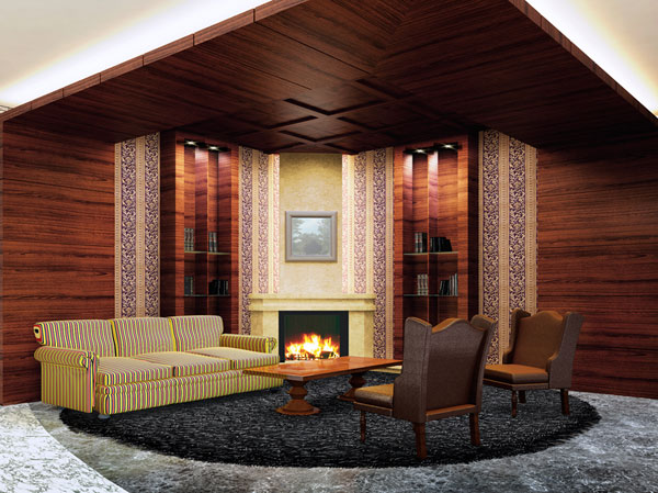 Shared facilities.  [Premium Lounge] A stone fireplace that mimics, Space, such as a VIP room with a calm. Lounge to bring a deep sense of relief is, It is a special space that can be Talking to use also with our valued customers. (Rendering)