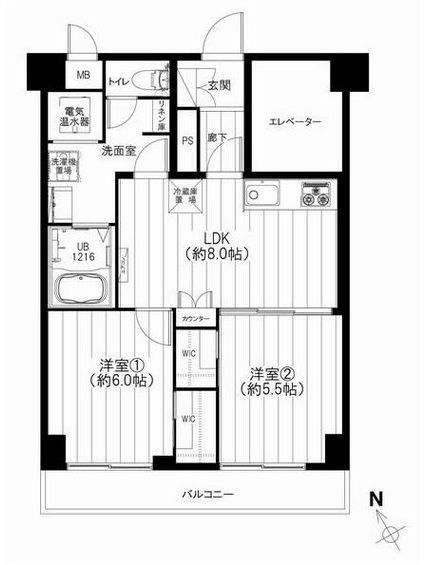Floor plan. 2LDK, Price 21.9 million yen, Occupied area 48.67 sq m , Balcony area 6.44 sq m