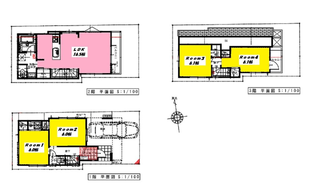 Floor plan. (A Building), Price 41,300,000 yen, 2LDK+2S, Land area 64.1 sq m , Building area 93.35 sq m