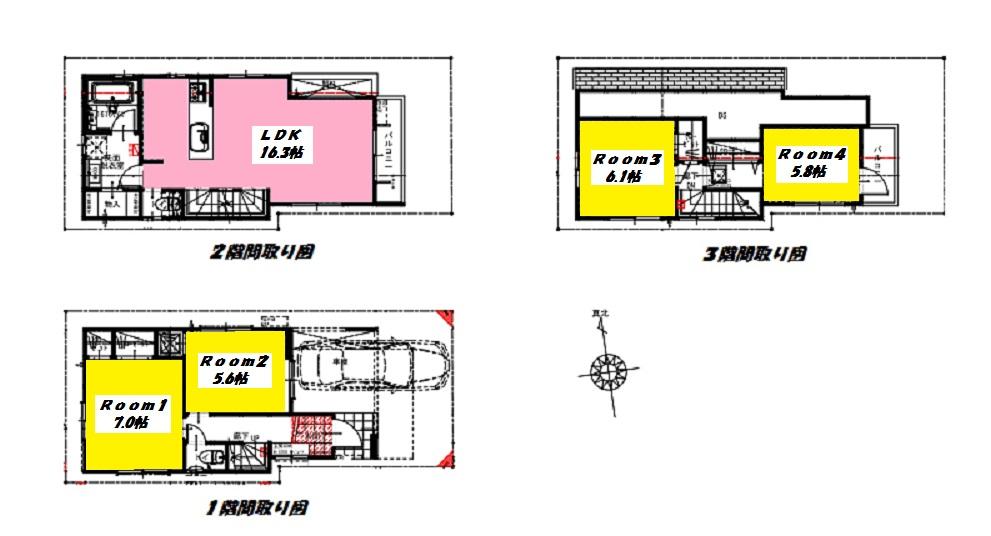 Floor plan. (C Building), Price 41,800,000 yen, 2LDK+2S, Land area 63.89 sq m , Building area 94.05 sq m