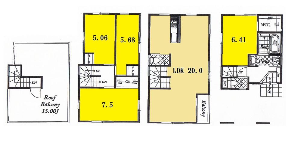 Floor plan. (Building 2), Price 46,800,000 yen, 4LDK, Land area 79.2 sq m , Building area 115.21 sq m