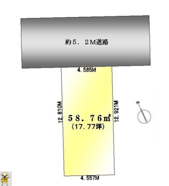 Compartment figure. Land price 37,900,000 yen, Land area 58.76 sq m frontage also widely, Also take between adjacent building. 