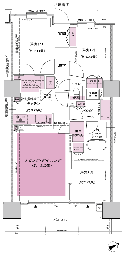 Floor: 3LD ・ K + N (storeroom) + WIC (walk-in closet), the area occupied: 70.2 sq m, Price: 49,136,000 yen ・ 51,669,000 yen, now on sale