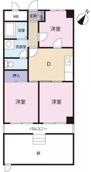Floor plan. 3DK, Price 12.5 million yen, Occupied area 44.78 sq m
