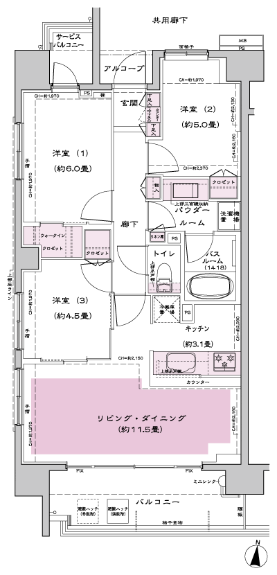 Floor: 3LD ・ K + WIC (walk-in closet), the occupied area: 66.68 sq m, Price: 44,800,000 yen, now on sale
