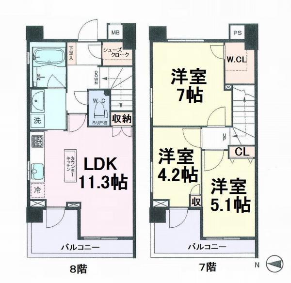 Floor plan. 3LDK, Price 37,300,000 yen, Occupied area 70.06 sq m , Living with distinction on the balcony area 10.11 sq m maisonette!