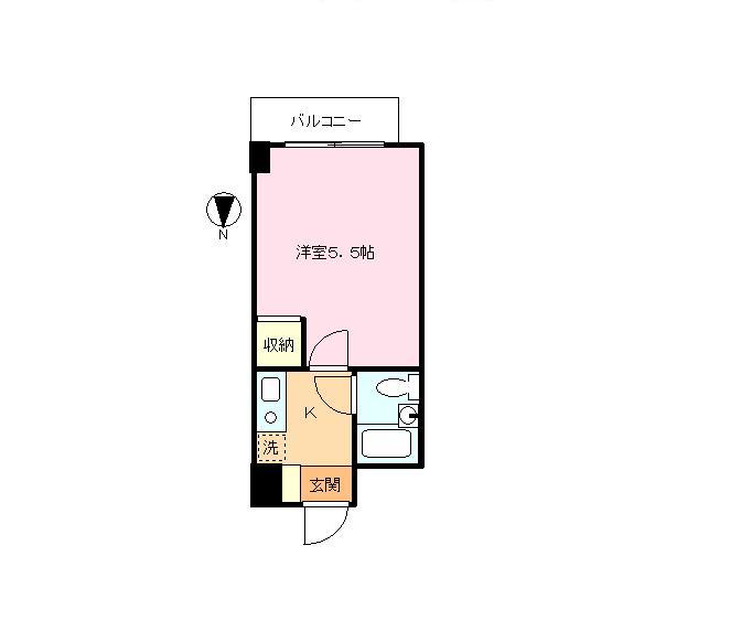 Floor plan. 1K, Price 5.4 million yen, Occupied area 16.46 sq m , Balcony area 3.36 sq m