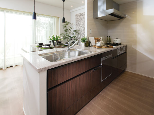 Kitchen.  [Ellesmere kitchen] Actually incorporate the point of view of those who stand in the kitchen, Not only ease of use with an emphasis on communication and design, It is a kitchen for families.
