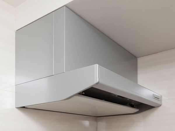 Kitchen.  [Current plate with a range hood] High suction force, Care also smooth.