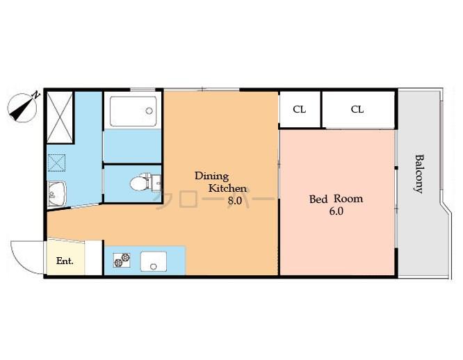 Floor plan. 1LDK, Price 14.8 million yen, Occupied area 36.45 sq m , Balcony area 6.8 sq m Floor