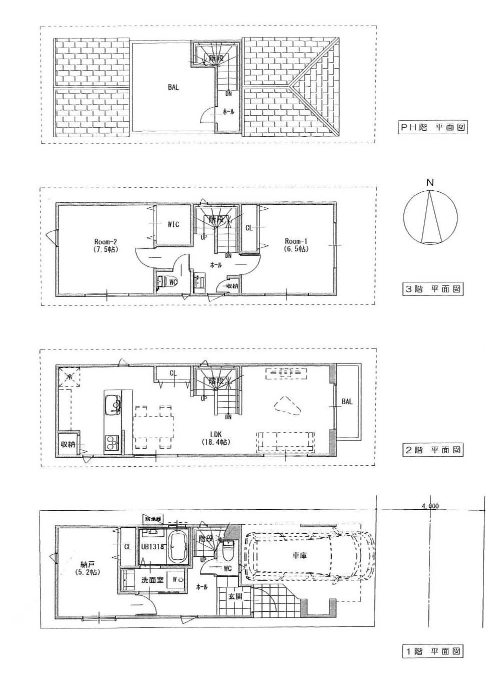 Floor plan. (Kita-ku Tabata IV A compartment), Price 58,800,000 yen, 2LDK+S, Land area 54.32 sq m , Building area 106.81 sq m