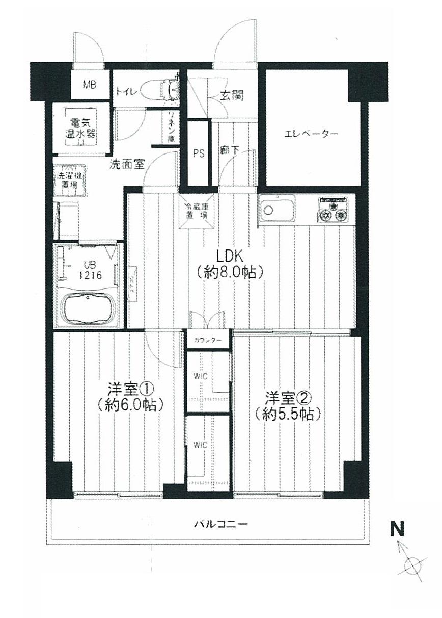 Floor plan. 2LDK, Price 21.9 million yen, Occupied area 48.67 sq m , Balcony area 6.44 sq m walk-in closet 2 places! !  [Fully furnished] New interior renovation properties.