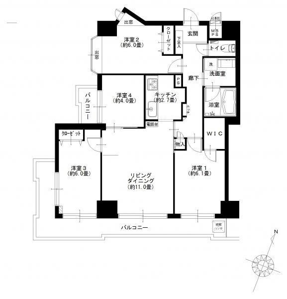 Floor plan. 4LDK, Price 32,900,000 yen, Occupied area 79.31 sq m , Balcony area 15.9 sq m