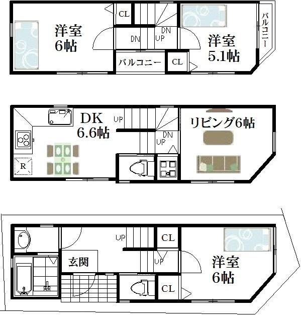 Floor plan. 35,800,000 yen, 3LDK, Land area 45.36 sq m , You can choose 3LDKor4DK in accordance with the building area 73.19 sq m lifestyle
