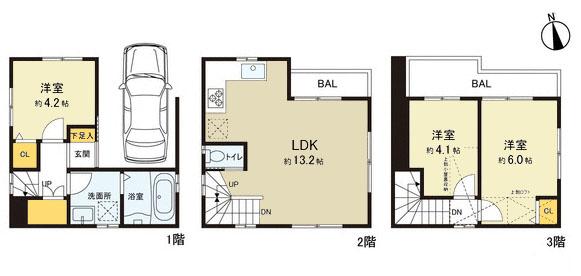Floor plan. 39,800,000 yen, 3LDK, Land area 42.51 sq m , Building area 72.77 sq m floor plan