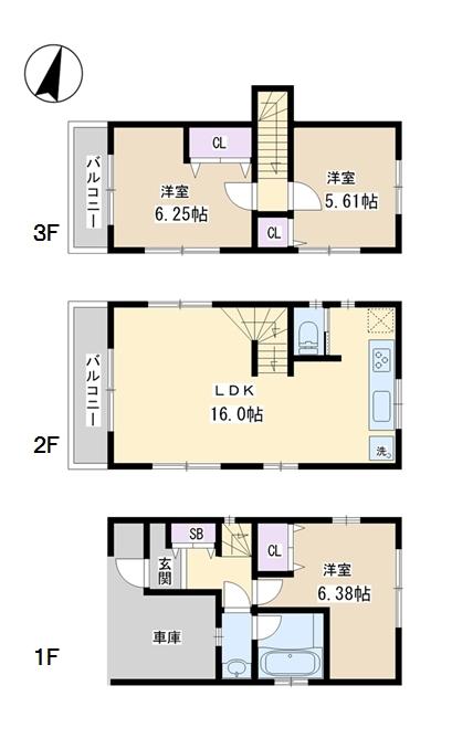 Floor plan. Price 37,800,000 yen, 3LDK, Land area 49.38 sq m , Building area 84.43 sq m